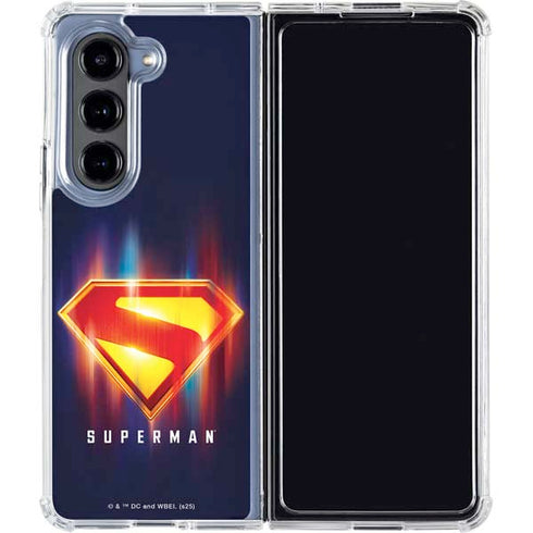 Superman 2025 Energy Shield Neon Emblem Galaxy Z Fold5 5G Clear Case